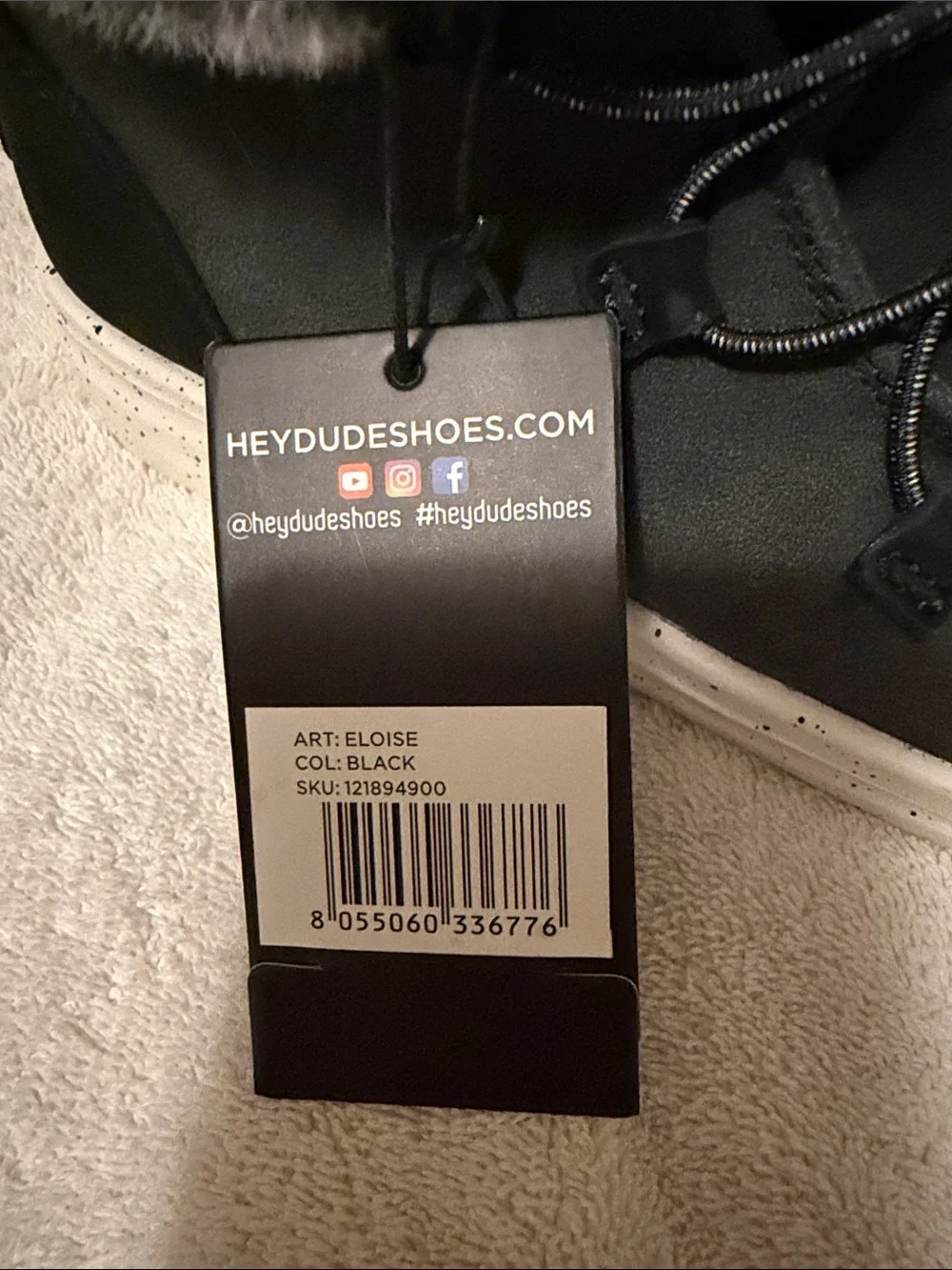 Hey Dude Black Ankle Boots with Gray Faux-Fur Trim